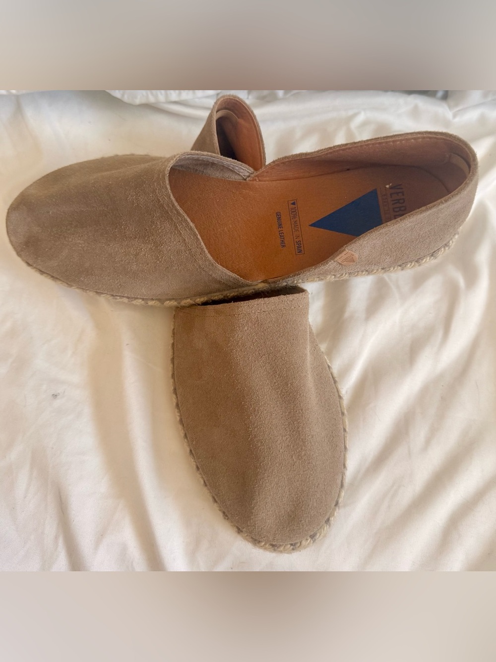 VERBENAS Carmen Taupe Suede Espadrilles Made Spain 10.5/42 Spanish Coastal Luxe